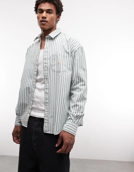  Blkvis Script Heavy Stripe Shirt In Green 