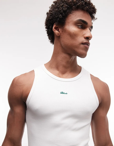  Blkvis Script Logo Vest In White 