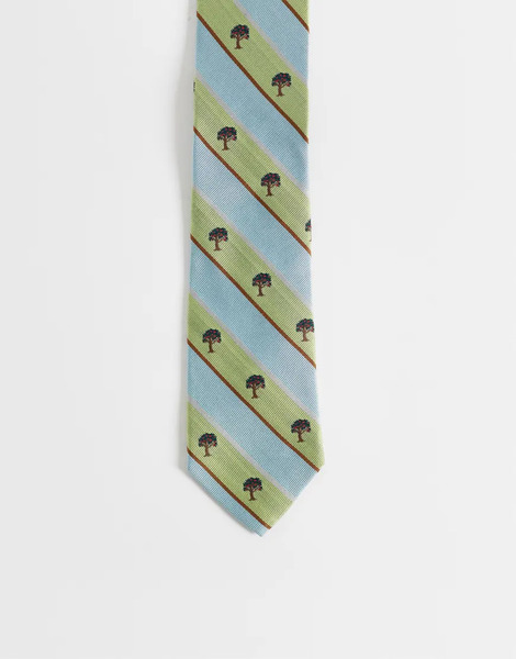  Blkvis Source Stripe Necktie In Green 