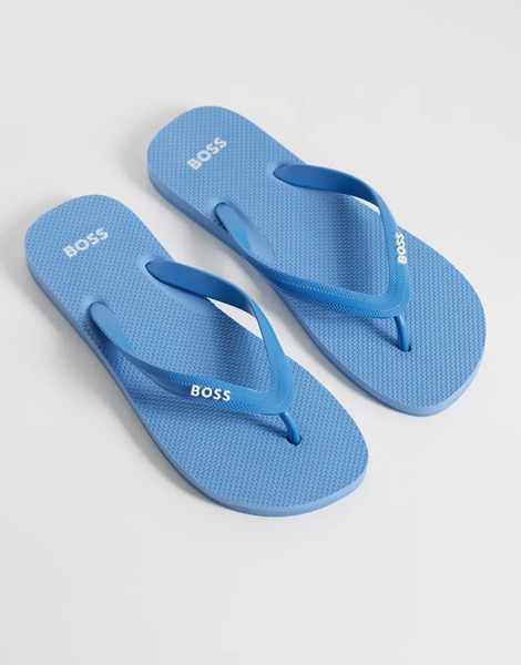  Boss Classic Logo Flip Flops In Blue 