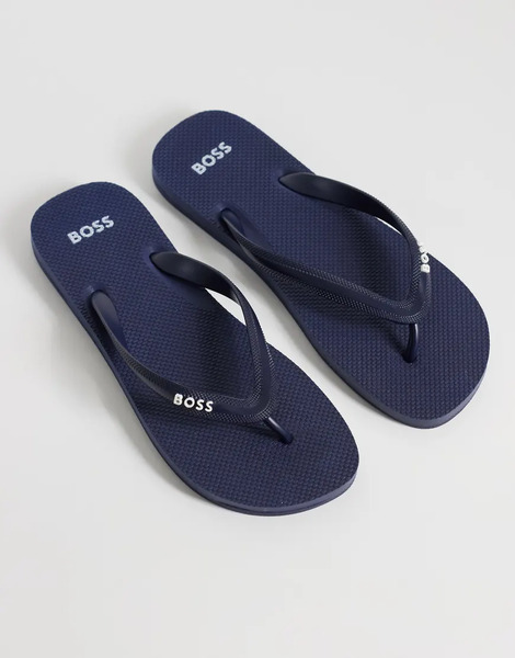  Boss Classic Logo Flip Flops In Navy 