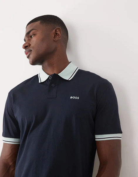  Hugo Boss Relaxed Collar Tee In Dark Blue 