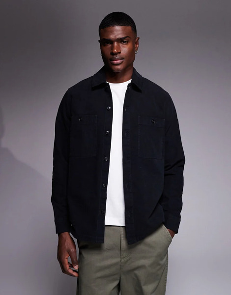  Boss Orange Locky Oversized Fit Overshirt In Black 