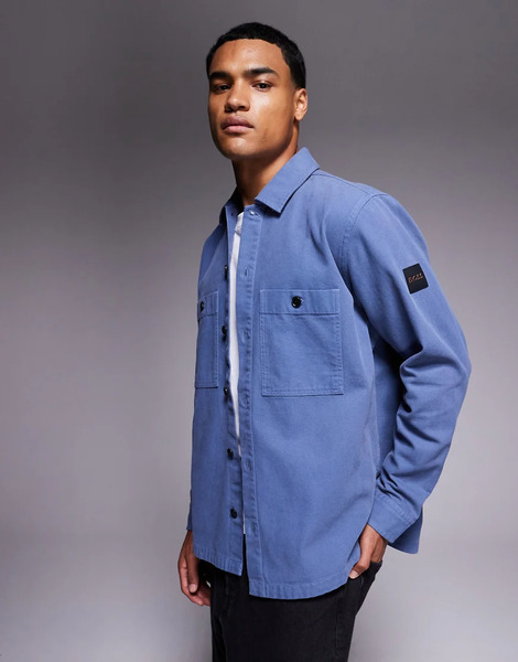  Boss Orange Locky Oversized Fit Overshirt In Blue 