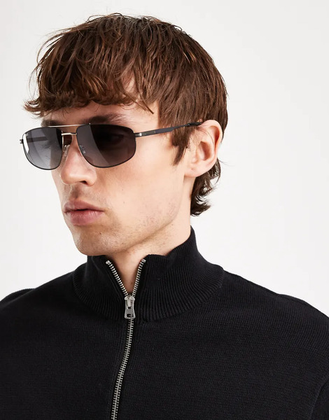 Boss Navigator Sunglasses In Matte Black /silver 