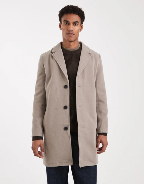  Brave Soul Button Down Smart Jacket In Beige Neutral 
