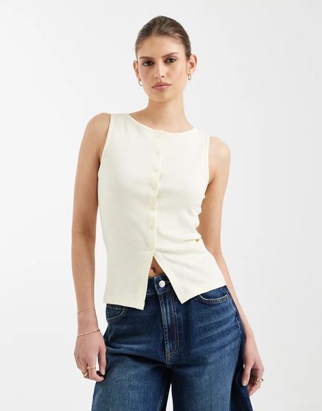  Brave Soul Button Down Vest In Lemon Yellow 