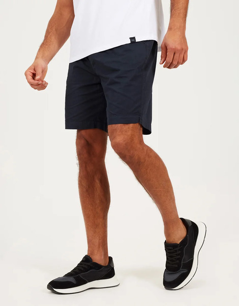  Brave Soul Cotton Elasticated Waist Drawstring Shorts In Navy 