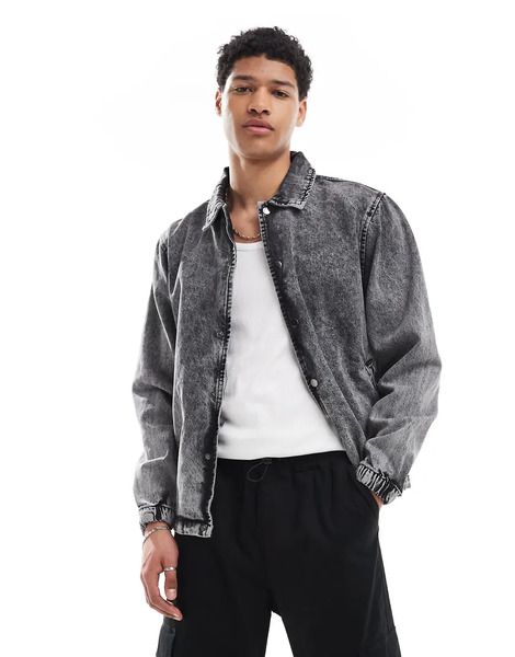  Brave Soul Denim Coach Style Jacket In Grey 