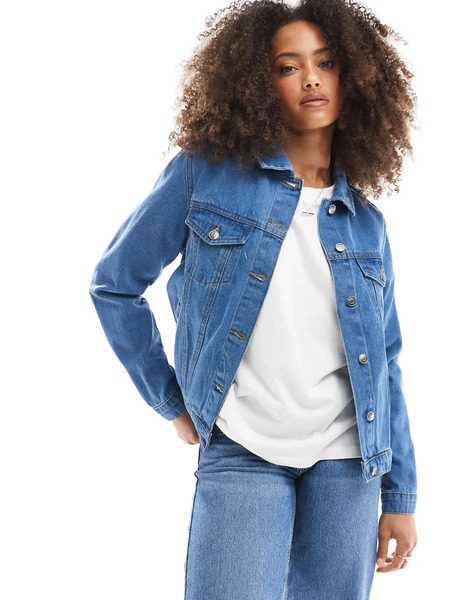  Brave Soul Denim Jacket In Mid Blue 