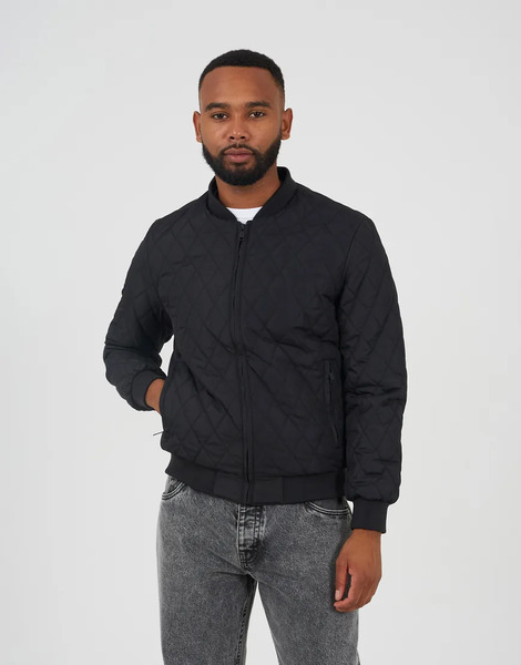  Brave Soul Diamond Quilted Bomber Jacket In Black 