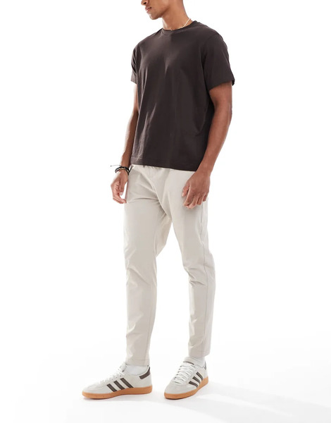  Brave Soul Drawstring Trousers In Stone Neutral 