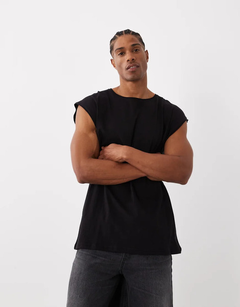  Brave Soul Oversized Tank Vest In Black 