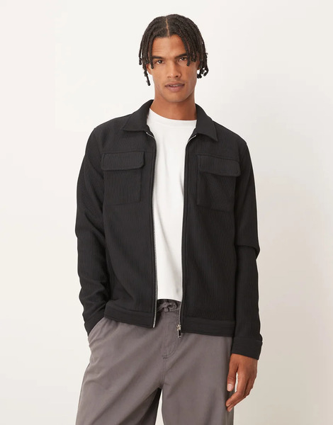  Brave Soul Patch Pocket Shacket In Black 