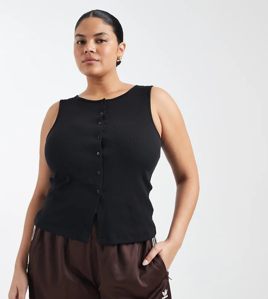  Brave Soul Curve Button Down Vest In Black 