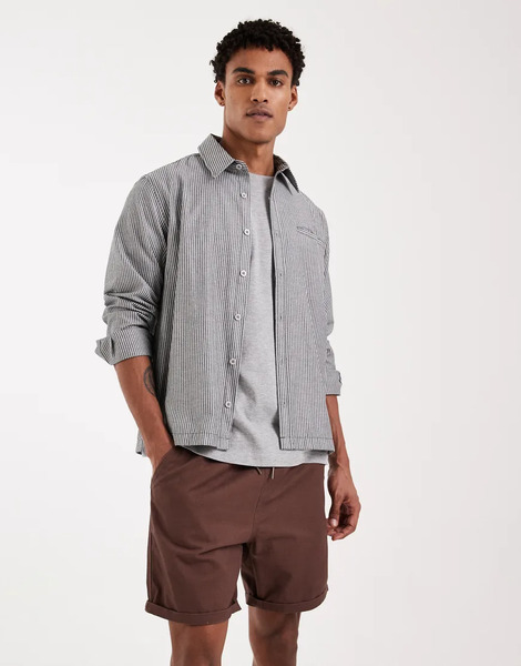  Brave Soul Pull On Chino Shorts In Dark Brown 