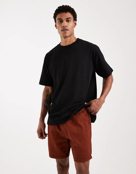  Brave Soul Pull On Chino Shorts In Rust Orange 
