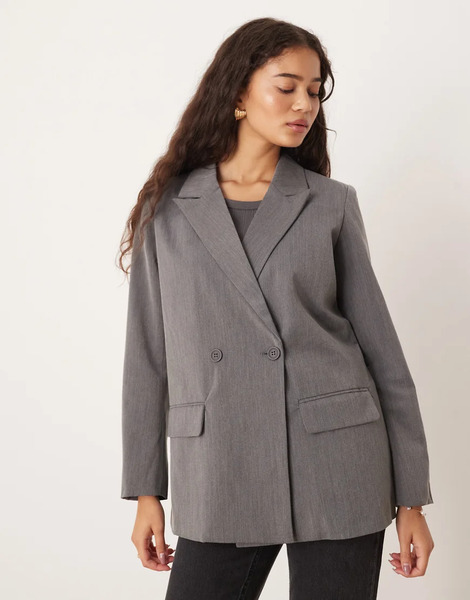 Brave Soul Structured Blazer In Grey 