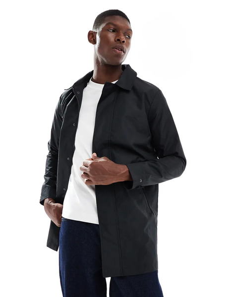  Brave Soul Zip Through Collared Mac In Black 