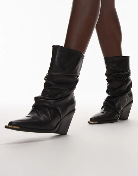  Bronx New Kole Sloucy Mid Ankle Boot In Leather Black 