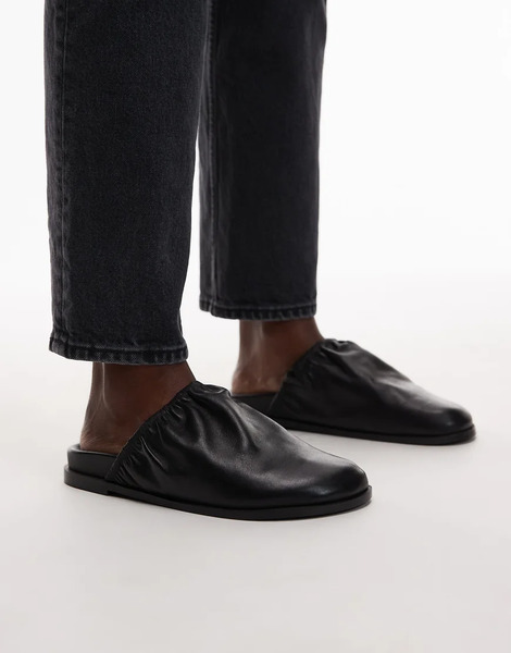  Bronx Yla Na Flat Mules In Black Leather 