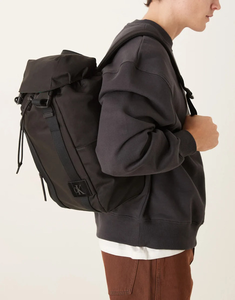  Calvin Klein Canvas Backpack In Black 