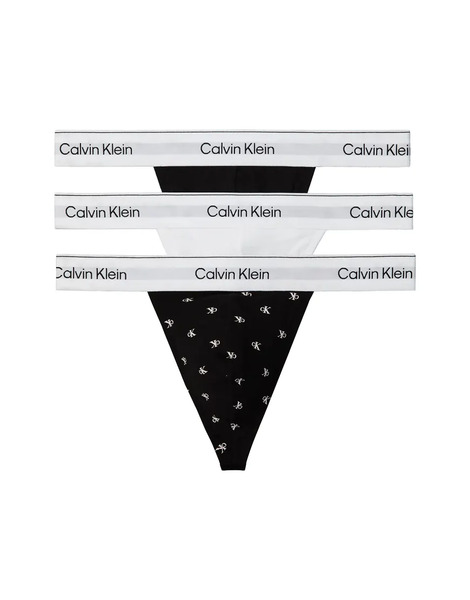  Calvin Klein Icon Cotton Stretch 3 Pack Thongs In Black/pattern/white Multi 