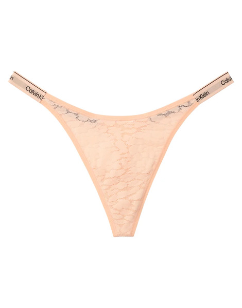 Calvin Klein Icon Lace Dipped String Thong In Peach Orange 