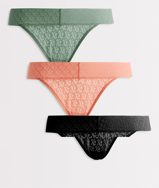  Calvin Klein Icon Logo Lace 3 Pack Low Rise Bikini Briefs In Black/grey/red Multi 