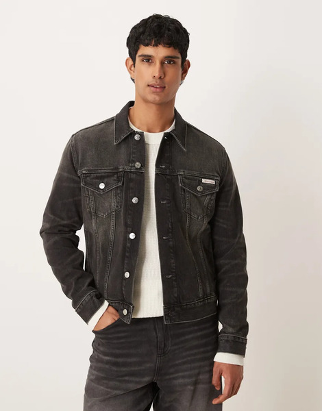  Calvin Klein Jeans Classic Denim Jacket In Washed Black 