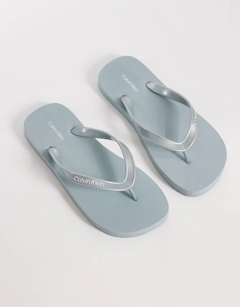  Calvin Klein Jeans Metallic Flip Flops In Blue 