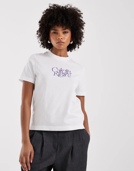  Calvin Klein Jeans Script T Shirt In White 
