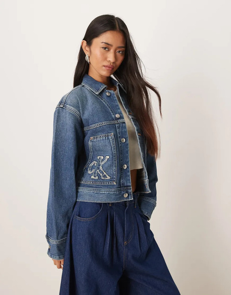  Calvin Klein Jeans Workwear Denim Jacket In Sanded Blue 