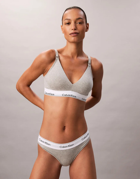  Calvin Klein Maternity Lightly Lined Icon Cotton Modal Triangle Bralette In Grey 