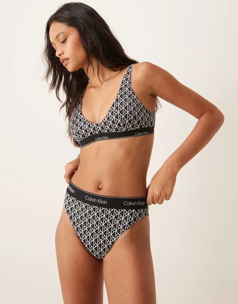  Calvin Klein Monogram Brazilian Bikini Bottom In Black 