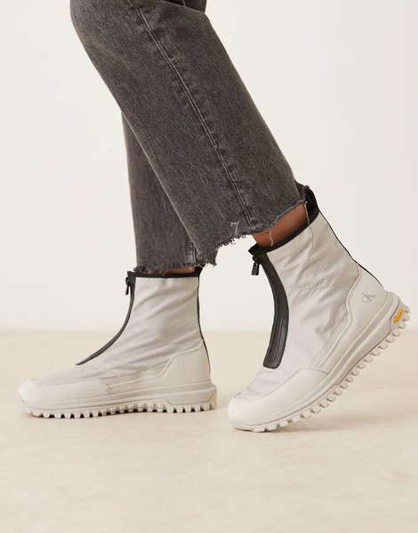  Calvin Klein Vibram Zip Nylon Boots In White 