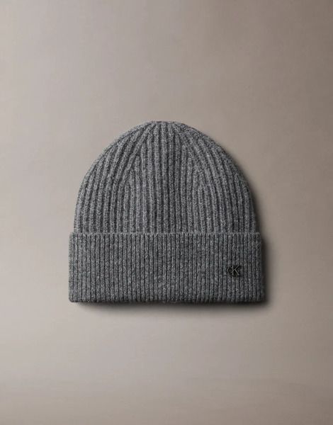  Calvin Klein Wool Beanie In Grey 