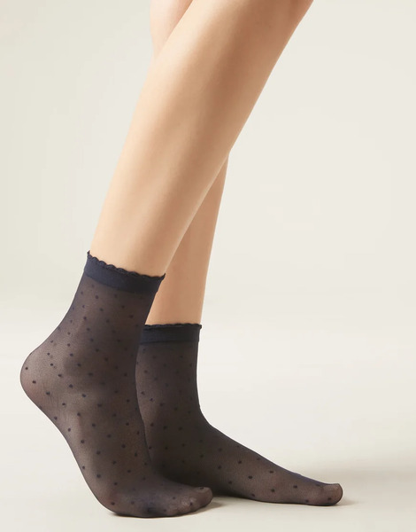  Calzedonia Classic Patterned Socks In Blue Polka Dots 