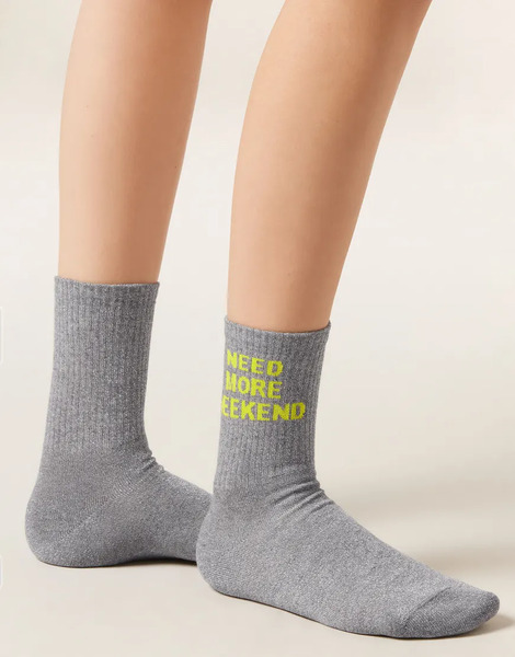  Calzedonia Glitter Text Socks In Grey Glitter 