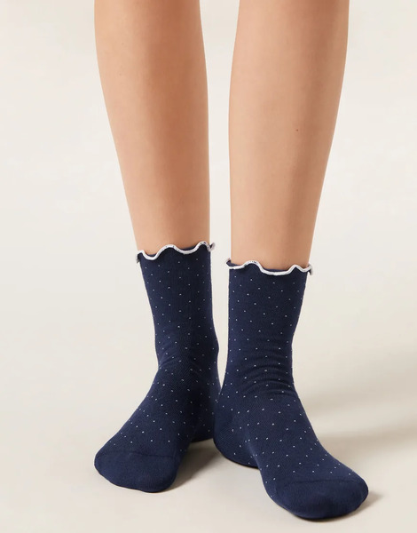  Calzedonia Micro Polka Dot Socks In Blue 