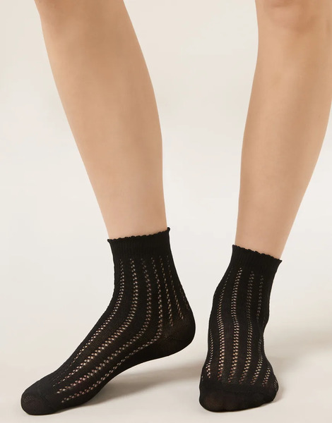  Calzedonia Openwork Socks In Black 
