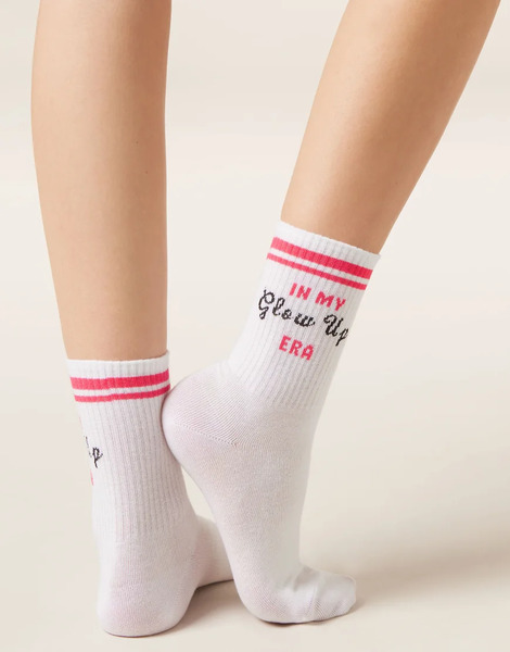  Calzedonia Wellness Text Socks In White 