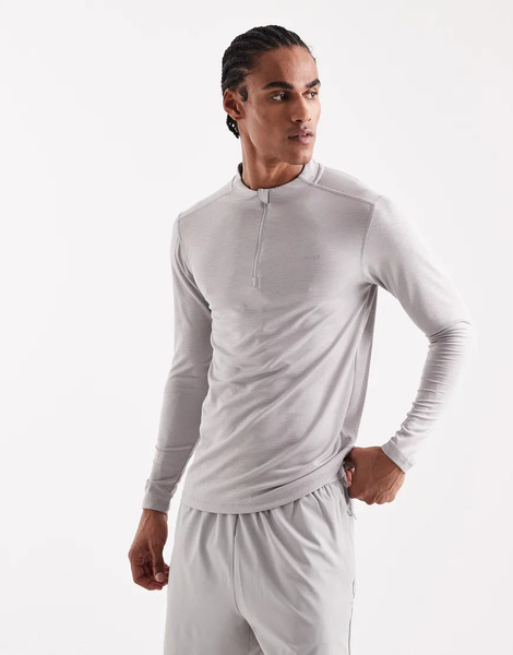  Capo Active Core Quarter Zip Long Sleeve T Shirt In Light Grey 