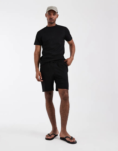  Capo Aztec Textured Shorts Co Ord In Black 