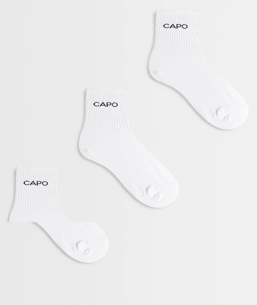  Capo Essential 3 Pack Logo Crew Socks In White 