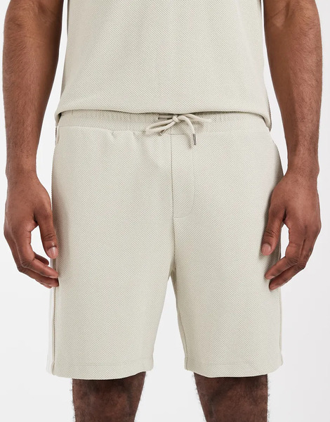  Capo Textured Tape Shorts Co Ord In Light Beige Neutral 