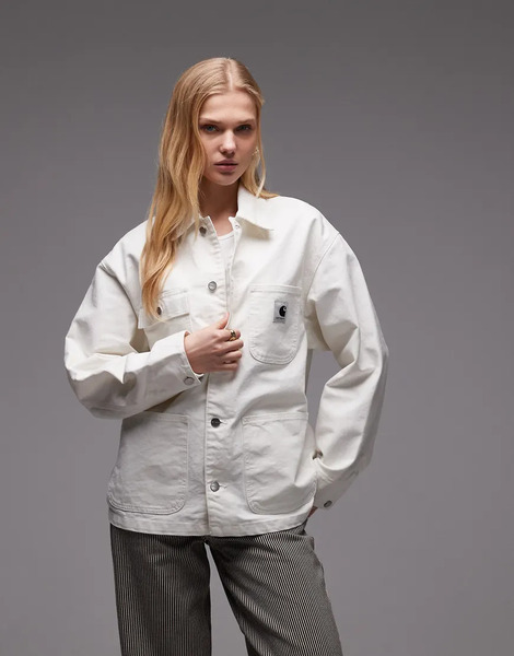  Carhartt Wip Michigan Coat In White 