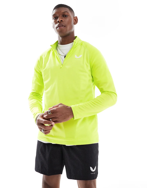  Castore Adapt 1/4 Zip Top In Lime Green 