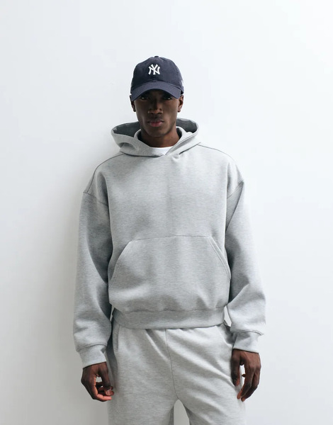  Cernucci Boxy Fit Scuba Style Fabric Oversized Hoodie In Grey 