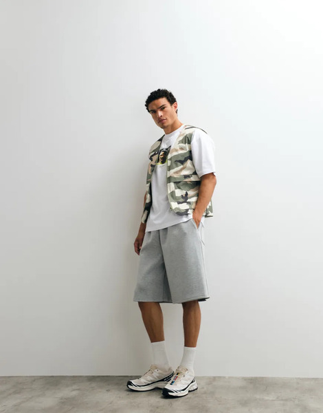  Cernucci Scuba Style Fabric Oversized Jorts In Grey 